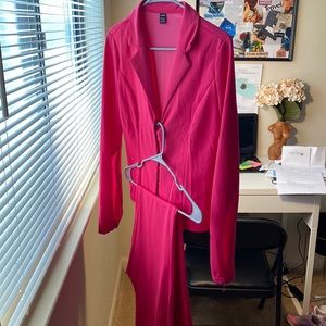 Pink Wide-leg Pants Suit